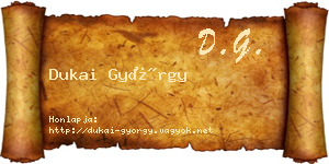 Dukai György névjegykártya